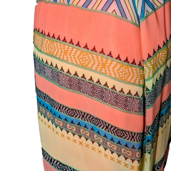 Flirty Fair Small Dress Bohemian lightweight Lined Tribal Print Boho Dresses - Picture 7 of 10